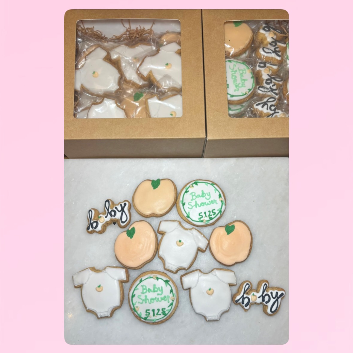 50 babyshower koekjes 🌸✨🍑
