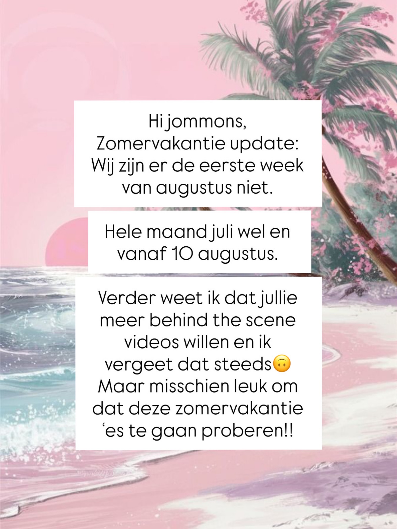 Zomervakantie!!
🩷
Willen jullie meer behind the scenes? Vanuit de keuken en privé?